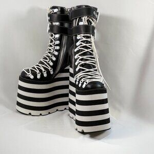 Striped Platform Boots Black/White Dollskill – US 7 – New w/ Box